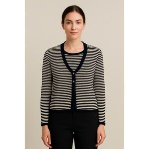 ST. JOHN Vintage Santana Knit Stripe Blazer Knit Top Set